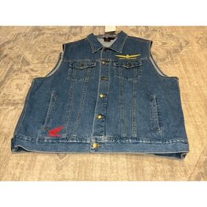 Gold Wing Honda Wing Biker Jean Denim Vest Sz 3XL XXXL Mens Vintage New